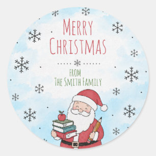 Adesivo Papai Noel Personalizado Natal Professor