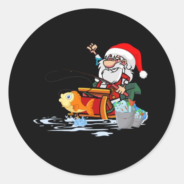 Adesivo Papai Noel pescando durante o Natal (Frente)