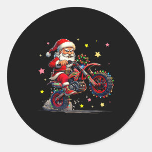 Adesivo Papai Noel pilotando uma bicicleta de trilha Luzes