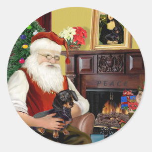 Adesivo Papai noel preto/bronzeado Dachshund ( nº 16)