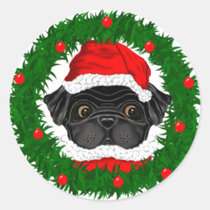 Adesivo Papai noel preto do Pug