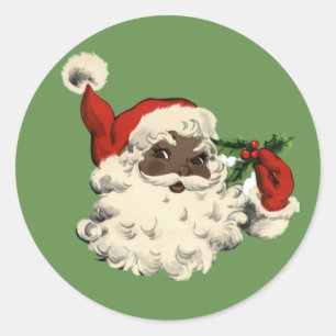 Adesivo Papai noel preto do vintage com azevinho