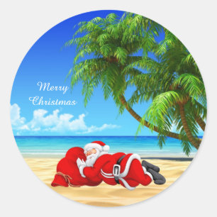 Adesivo papai noel que dorme na praia