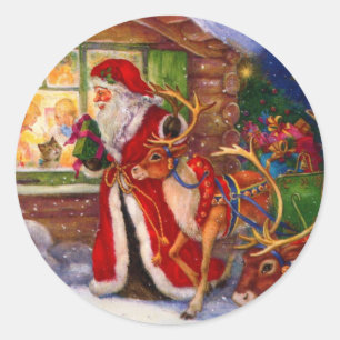Adesivo Papai Noel que espreita através da janela