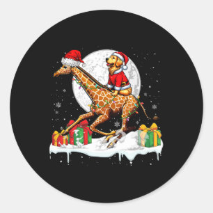 Adesivo Papai noel Retriever Riding Giraffe Christmas Ow