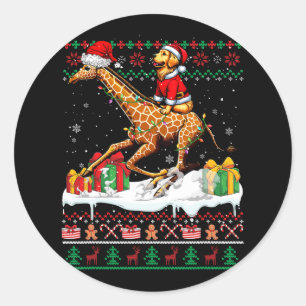 Adesivo Papai noel Retriever Riding Giraffe Christmas Sw