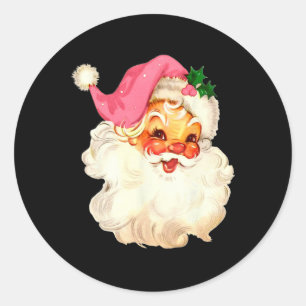 Adesivo Papai Noel Rosa Rosto de Natal Antigo Xmas Vintage