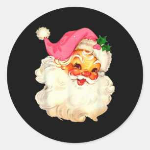 Adesivo Papai Noel Rosa Rosto de Natal Antigo Xmas Vintage