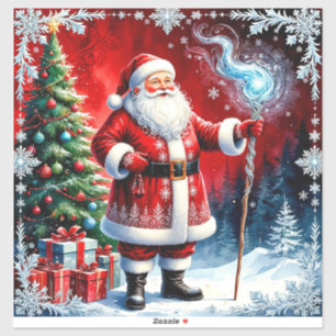 Adesivo Papai Noel segurando cajado mágico