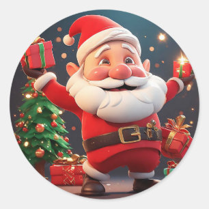 Adesivo Papai Noel segurando presente