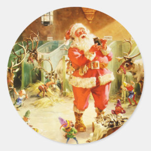 Adesivo Papai noel & seus duendes nos estábulos do Pólo