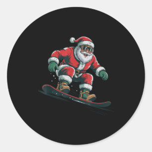 Adesivo Papai Noel Snowboard Natal Férias Retrô Vintage
