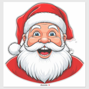 Adesivo Papai Noel sorridente de Natal com Chapéu Vermelho