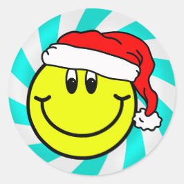 Adesivo Papai Noel sorrindo Face Emoji Round Sticker