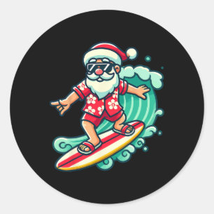 Adesivo Papai Noel Surfando Férias de Natal Tropical no