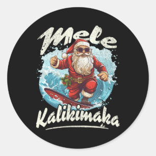 Adesivo Papai Noel Surfando Mele Kalikimaka Aloha Havaí Na