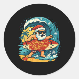 Adesivo Papai Noel Surfando Praia Havaiana Natal Em Julho