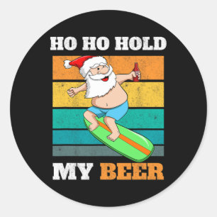 Adesivo Papai Noel Surfista de Cerveja Segura Ho Ho Natal 