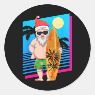 Adesivo Papai Noel Surfista de Verão Havaiano Natal Divert