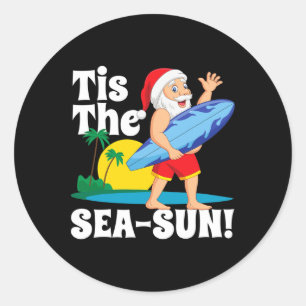 Adesivo Papai Noel Surfista É O Natal Ao Sol Do Mar Em Jul