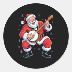 Adesivo Papai Noel Tocando Banjo Festa Divertida Natal