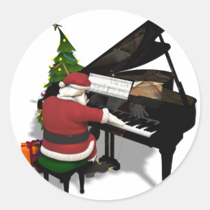 Adesivo Papai Noel Tocando Piano