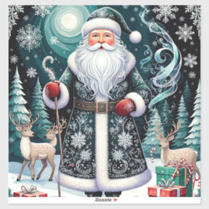 Adesivo Papai Noel Tradicional em Cena de Inverno Festivo