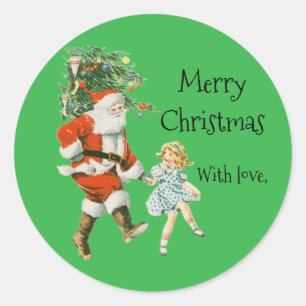 Adesivo Papai Noel Verde de Natal Vintage Personalizado