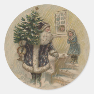 Adesivo Papai Noel Vintage Árvore de Natal na Neve