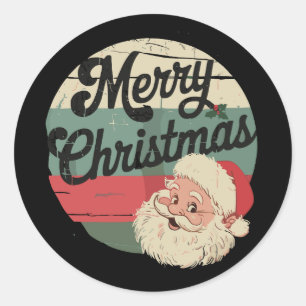 Adesivo Papai Noel Vintage Feliz Natal Rosto Antigo 