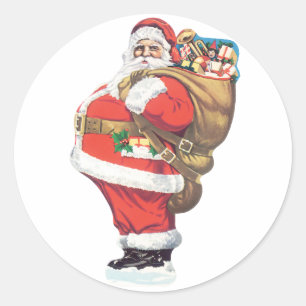 Adesivo Papai Noel vintage, recorte de Natal vitoriano
