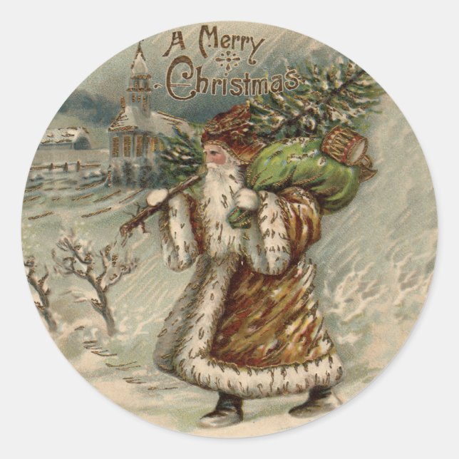 Adesivo Papai Noel Vitoriano com Árvore de Natal (Frente)