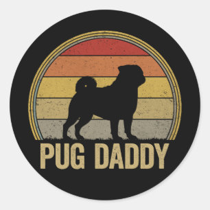 Adesivo Papai Pug Engraçado Presente Retro Pai de Cachorro