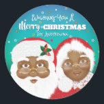 Adesivo Papais noeis afro-americanos e Sra. Claus Christma<br><div class="desc">Papais noeis e Sra. Claus.</div>