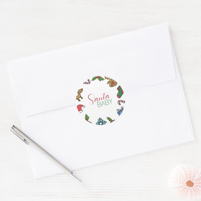 Adesivo Papais noeis Bebê Natal Gênero Chá de fraldas neut (Envelope)