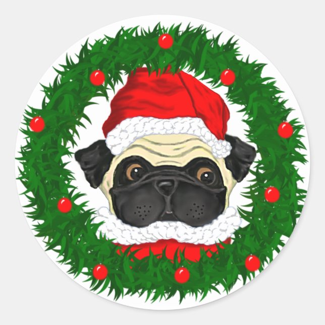 Adesivo Papais noeis bonitos de Natal em Wreath (Frente)