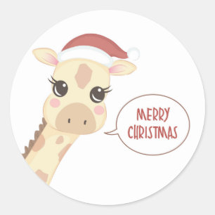 Adesivo Papais noeis bonitos e adoráveis Girafa Feliz Nat