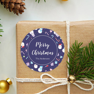 Adesivo Papais noeis bonitos Snowman Candy Cane Padrão de 