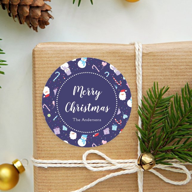 Adesivo Papais noeis bonitos Snowman Candy Cane Padrão de  (Criador carregado)