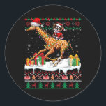 Adesivo Papais noeis Chihuahua Riding Giraffe Christmas Sw<br><div class="desc">Papais noeis Chihuahua Riding Giraffe Christmas Sweater Proprietário</div>