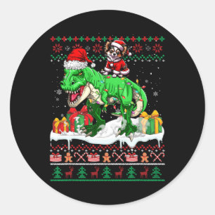 Adesivo Papais noeis Chihuahua Riding T-rex Christmas Swea