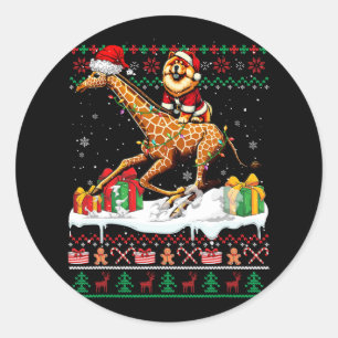 Adesivo Papais noeis Chow Chow Riding Giraffe Christmas Sw