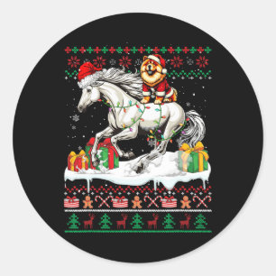 Adesivo Papais noeis Chow Chow Riding Horse Christmas Swea