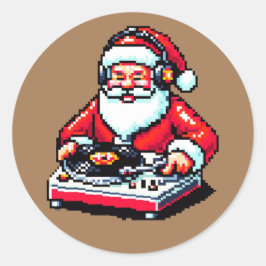 Adesivo Papais noeis como DJ: 8 bits de Natal animado
