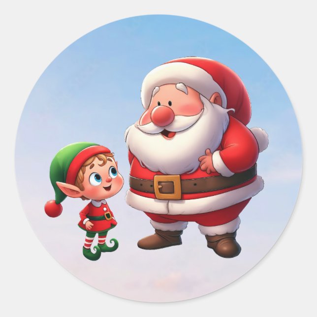 Adesivo Papais noeis conversando com um Elf de Natal bonit (Frente)
