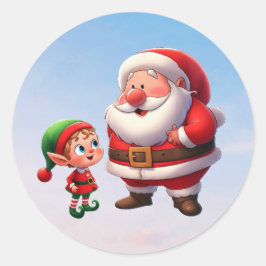 Adesivo Papais noeis conversando com um Elf de Natal bonit