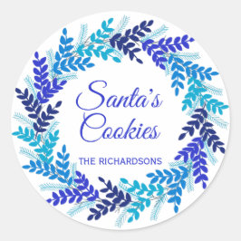 Adesivo Papais noeis Cookies Blue Christmas Wreath