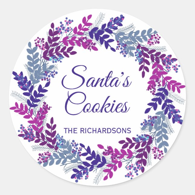 Adesivo Papais noeis Cookies Purple Wreath de Natal (Frente)