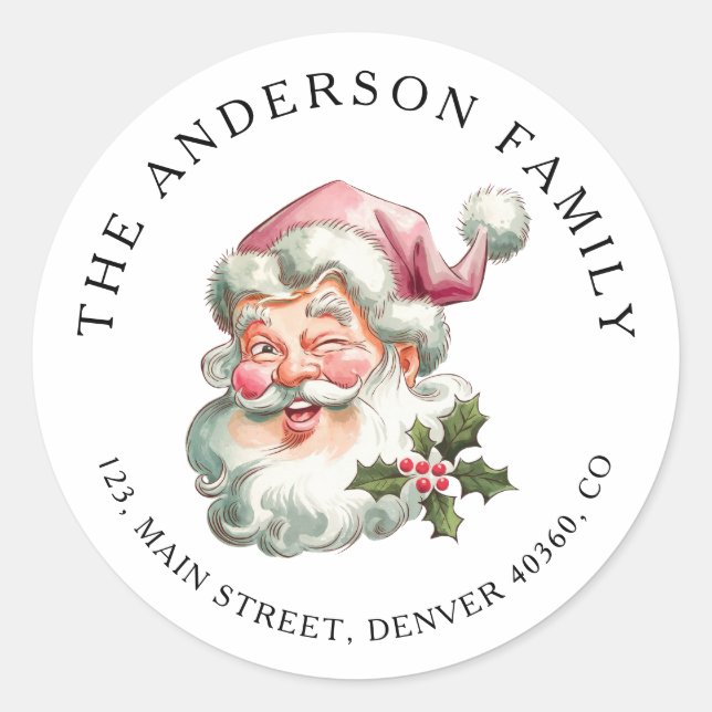 Adesivo Papais noeis cor-de-rosa de Natal devolvem a etiqu (Frente)