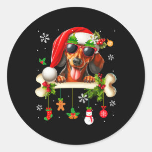 Adesivo Papais noeis Dachshund Sungles Cute Bone Xmas Prop